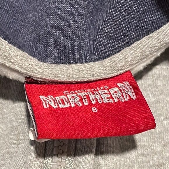 Northern Souvenirs Kid’s Blue and Gray Zip Up Hoodie Size 8 - Picture 3 of 6